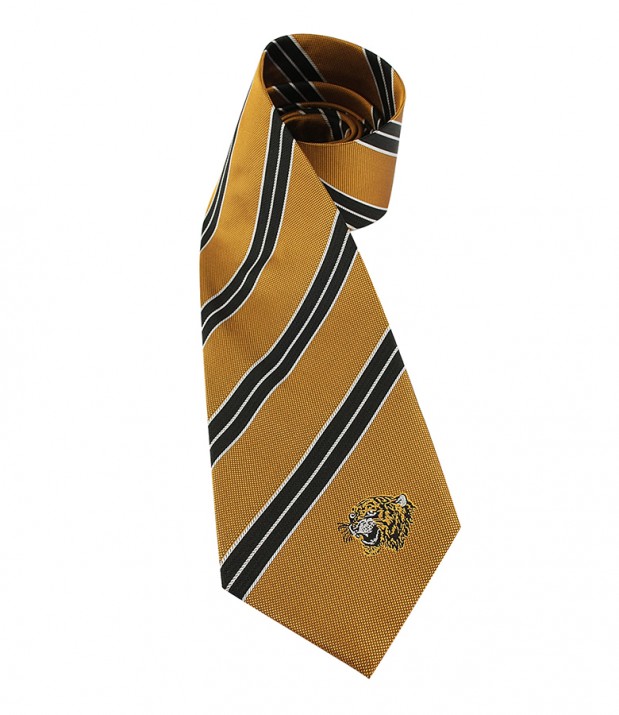 Amber Stripe Tie Silk Tiger Head