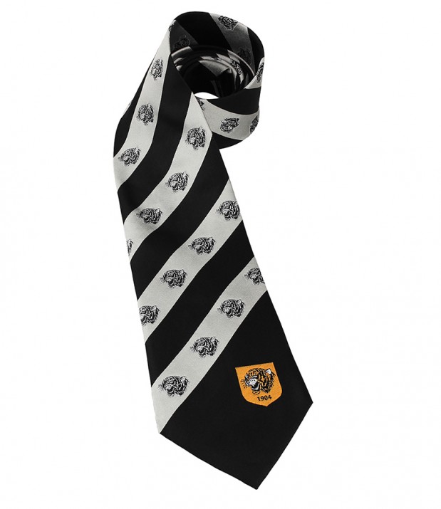 Black/Silver Tiger Head Silk Tie