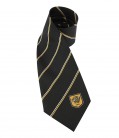 Silk Tie - black/thin amber stripe